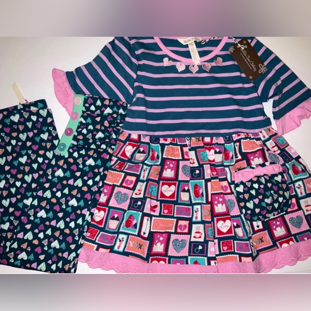 NWT Matilda Jane Snail Mail Tunic & True Love Heart Leggings Valentine